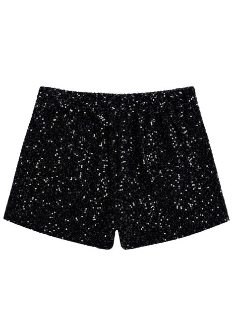 Shorts bambina nero paillettes Manila Grace | M2970W25/SUNERO